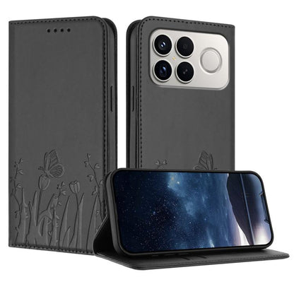 Tulips Butterfly Pattern Magnetic Vegan Leather Phone Case, For Redmi A7 Pro 4G / 5G 171mm / Poco C85x 5G, For Redmi Turbo 5 Max 5G / Poco X8 Pro Max 5G, For Redmi Turbo 5 5G / Poco X8 Pro 5G, For Redmi Note 15 Pro+ 5G 163.3mm / Poco M8 Pro 5G         ...