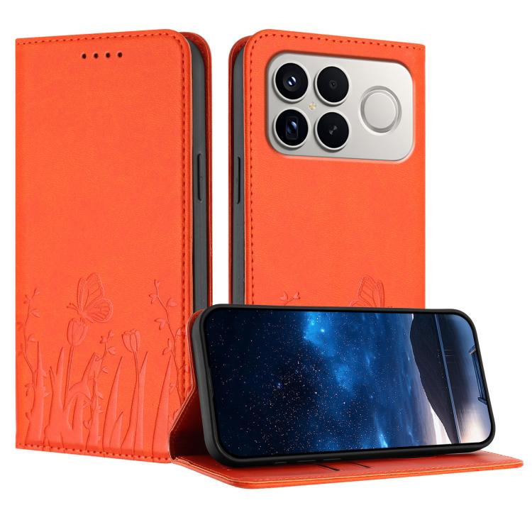 Tulips Butterfly Pattern Magnetic Vegan Leather Phone Case, For Redmi A7 Pro 4G / 5G 171mm / Poco C85x 5G, For Redmi Turbo 5 Max 5G / Poco X8 Pro Max 5G, For Redmi Turbo 5 5G / Poco X8 Pro 5G, For Redmi Note 15 Pro+ 5G 163.3mm / Poco M8 Pro 5G         ...