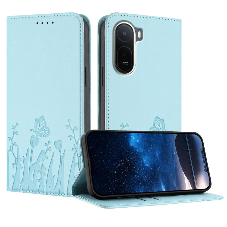 Tulips Butterfly Pattern Magnetic Vegan Leather Phone Case, For Redmi A7 Pro 4G / 5G 171mm / Poco C85x 5G, For Redmi Turbo 5 Max 5G / Poco X8 Pro Max 5G, For Redmi Turbo 5 5G / Poco X8 Pro 5G, For Redmi Note 15 Pro+ 5G 163.3mm / Poco M8 Pro 5G         ...
