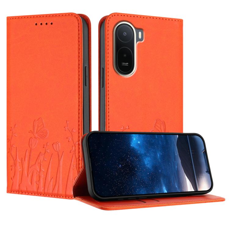 Tulips Butterfly Pattern Magnetic Vegan Leather Phone Case, For Redmi A7 Pro 4G / 5G 171mm / Poco C85x 5G, For Redmi Turbo 5 Max 5G / Poco X8 Pro Max 5G, For Redmi Turbo 5 5G / Poco X8 Pro 5G, For Redmi Note 15 Pro+ 5G 163.3mm / Poco M8 Pro 5G         ...