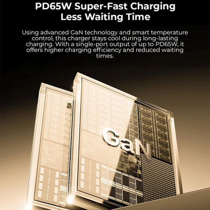 Havit UC253 65W 3 in 1 GaN Travel Charger with Type-C Retractable Cable, UC253(EU Plug)