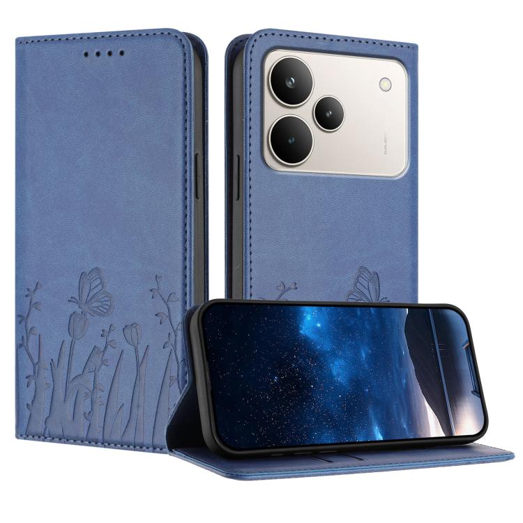 Tulips Butterfly Pattern Magnetic Vegan Leather Phone Case, For Realme C85 5G / Realme 15x India, For Realme C85 Pro 4G, For Realme P4 Pro 5G, For Realme P4 5G, For Realme 15T 5G, For Realme C63 4G / C61 / Note 60 / Note 60x                            ...