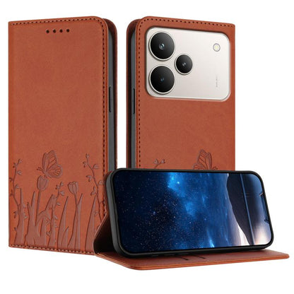 Tulips Butterfly Pattern Magnetic Vegan Leather Phone Case, For Realme C85 5G / Realme 15x India, For Realme C85 Pro 4G, For Realme P4 Pro 5G, For Realme P4 5G, For Realme 15T 5G, For Realme C63 4G / C61 / Note 60 / Note 60x                            ...
