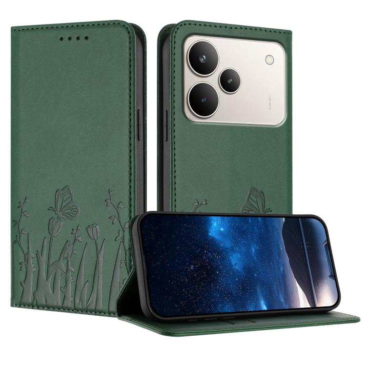 Tulips Butterfly Pattern Magnetic Vegan Leather Phone Case, For Realme C85 5G / Realme 15x India, For Realme C85 Pro 4G, For Realme P4 Pro 5G, For Realme P4 5G, For Realme 15T 5G, For Realme C63 4G / C61 / Note 60 / Note 60x                            ...