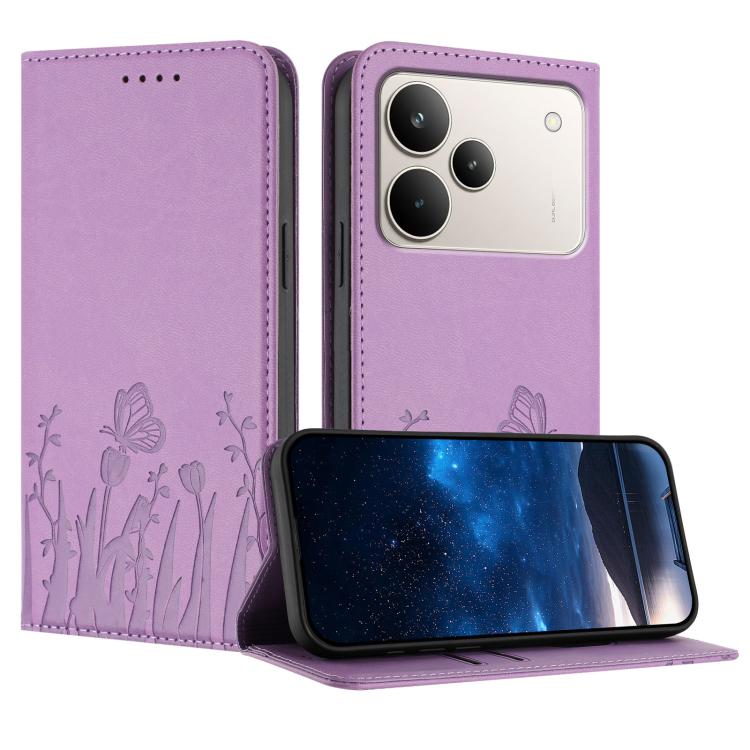 Tulips Butterfly Pattern Magnetic Vegan Leather Phone Case, For Realme C85 5G / Realme 15x India, For Realme C85 Pro 4G, For Realme P4 Pro 5G, For Realme P4 5G, For Realme 15T 5G, For Realme C63 4G / C61 / Note 60 / Note 60x                            ...