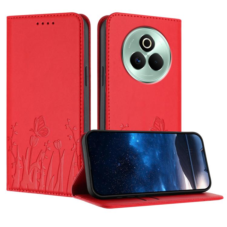 Tulips Butterfly Pattern Magnetic Vegan Leather Phone Case, For Realme C71 4G, For Realme GT 7 Global / India, For Realme 14T 5G, For Realme 14 / Realme P3 5G, For Realme P3 Ultra 5G, For Realme P3 Pro, For Realme 14 Pro+, For Realme 14 Pro            ...
