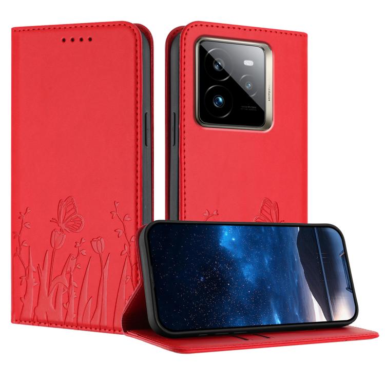 Tulips Butterfly Pattern Magnetic Vegan Leather Phone Case, For Realme C71 4G, For Realme GT 7 Global / India, For Realme 14T 5G, For Realme 14 / Realme P3 5G, For Realme P3 Ultra 5G, For Realme P3 Pro, For Realme 14 Pro+, For Realme 14 Pro            ...