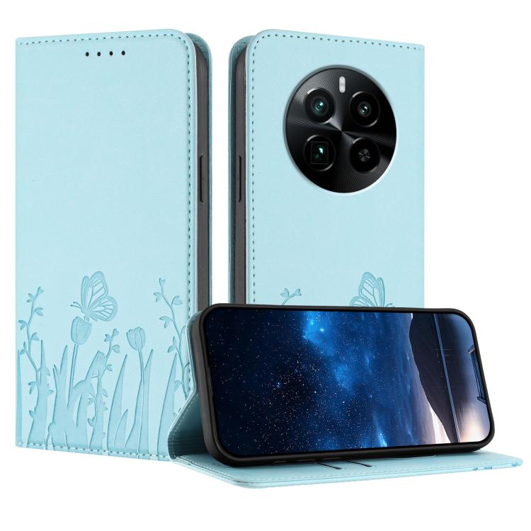 Tulips Butterfly Pattern Magnetic Vegan Leather Phone Case, For Realme 14x / C75 4G, For Realme 12 5G / 13 5G / 12x / Narzo 70x, For Realme 12 4G / 13 4G / 12+ / Narzo 70, For Realme 13 Pro / 13 Pro+, For Realme GT 6 / GT 6T                            ...