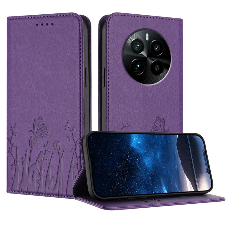 Tulips Butterfly Pattern Magnetic Vegan Leather Phone Case, For Realme 14x / C75 4G, For Realme 12 5G / 13 5G / 12x / Narzo 70x, For Realme 12 4G / 13 4G / 12+ / Narzo 70, For Realme 13 Pro / 13 Pro+, For Realme GT 6 / GT 6T                            ...