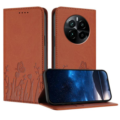Tulips Butterfly Pattern Magnetic Vegan Leather Phone Case, For Realme 14x / C75 4G, For Realme 12 5G / 13 5G / 12x / Narzo 70x, For Realme 12 4G / 13 4G / 12+ / Narzo 70, For Realme 13 Pro / 13 Pro+, For Realme GT 6 / GT 6T                            ...