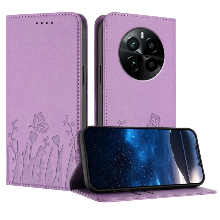 Tulips Butterfly Pattern Magnetic Vegan Leather Phone Case, For Realme 14x / C75 4G, For Realme 12 5G / 13 5G / 12x / Narzo 70x, For Realme 12 4G / 13 4G / 12+ / Narzo 70, For Realme 13 Pro / 13 Pro+, For Realme GT 6 / GT 6T                            ...
