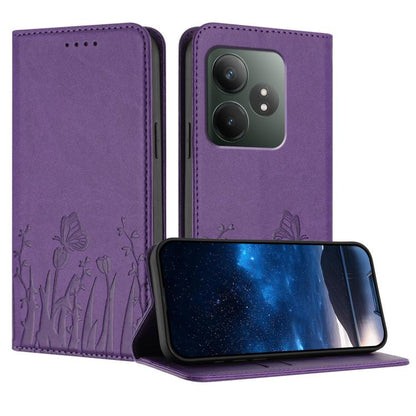 Tulips Butterfly Pattern Magnetic Vegan Leather Phone Case, For Realme 14x / C75 4G, For Realme 12 5G / 13 5G / 12x / Narzo 70x, For Realme 12 4G / 13 4G / 12+ / Narzo 70, For Realme 13 Pro / 13 Pro+, For Realme GT 6 / GT 6T                            ...