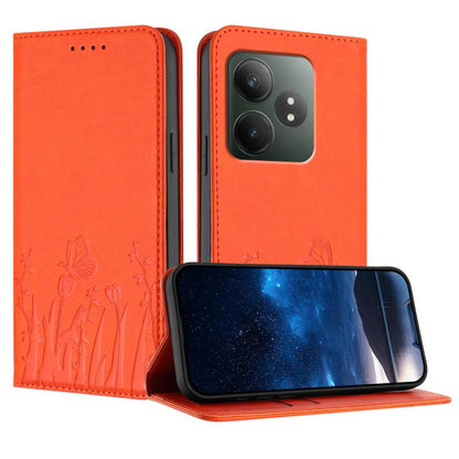 Tulips Butterfly Pattern Magnetic Vegan Leather Phone Case, For Realme 14x / C75 4G, For Realme 12 5G / 13 5G / 12x / Narzo 70x, For Realme 12 4G / 13 4G / 12+ / Narzo 70, For Realme 13 Pro / 13 Pro+, For Realme GT 6 / GT 6T                            ...