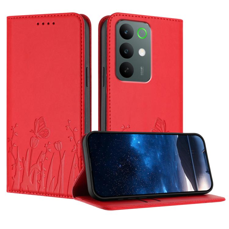 Tulips Butterfly Pattern Magnetic Vegan Leather Phone Case, For Realme C85 5G / Realme 15x India, For Realme C85 Pro 4G, For Realme P4 Pro 5G, For Realme P4 5G, For Realme 15T 5G, For Realme C63 4G / C61 / Note 60 / Note 60x                            ...