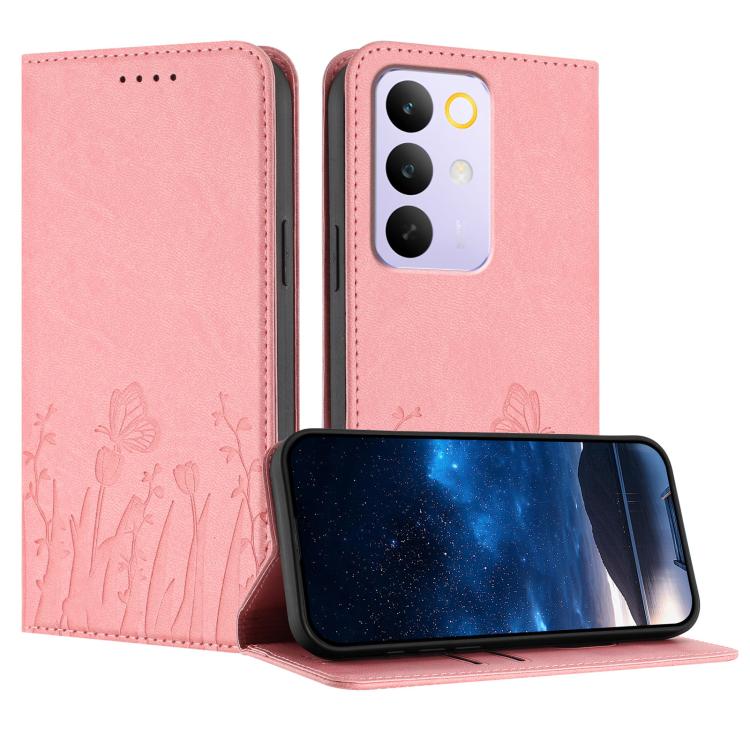 Tulips Butterfly Pattern Magnetic Vegan Leather Phone Case, For Realme C85 5G / Realme 15x India, For Realme C85 Pro 4G, For Realme P4 Pro 5G, For Realme P4 5G, For Realme 15T 5G, For Realme C63 4G / C61 / Note 60 / Note 60x                            ...