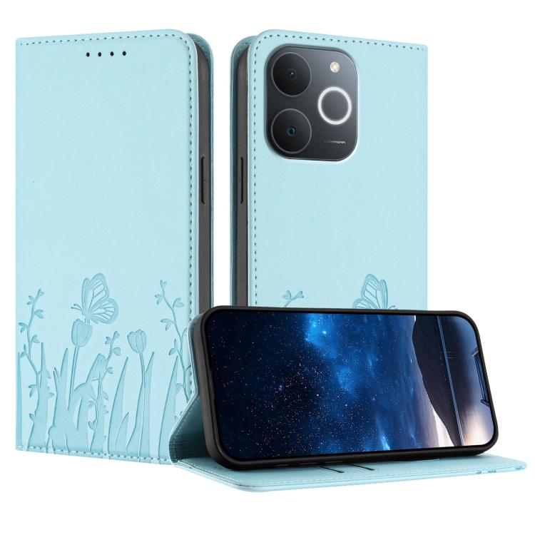 Tulips Butterfly Pattern Magnetic Vegan Leather Phone Case, For Realme C85 5G / Realme 15x India, For Realme C85 Pro 4G, For Realme P4 Pro 5G, For Realme P4 5G, For Realme 15T 5G, For Realme C63 4G / C61 / Note 60 / Note 60x                            ...