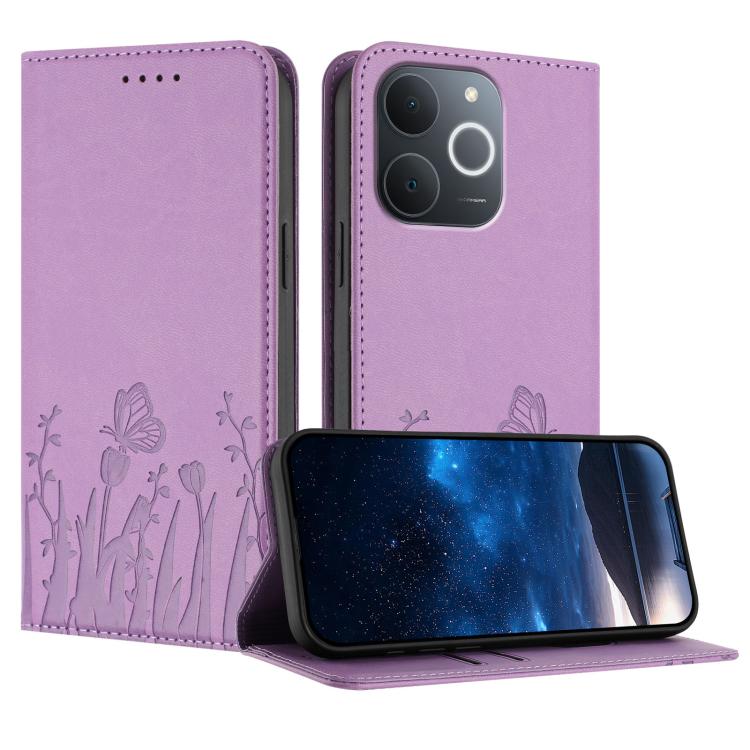 Tulips Butterfly Pattern Magnetic Vegan Leather Phone Case, For Realme C85 5G / Realme 15x India, For Realme C85 Pro 4G, For Realme P4 Pro 5G, For Realme P4 5G, For Realme 15T 5G, For Realme C63 4G / C61 / Note 60 / Note 60x                            ...