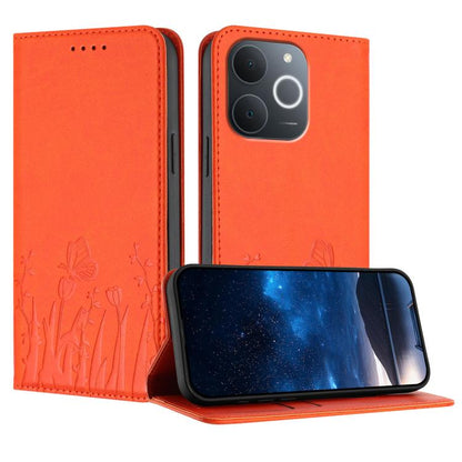 Tulips Butterfly Pattern Magnetic Vegan Leather Phone Case, For Realme C85 5G / Realme 15x India, For Realme C85 Pro 4G, For Realme P4 Pro 5G, For Realme P4 5G, For Realme 15T 5G, For Realme C63 4G / C61 / Note 60 / Note 60x                            ...