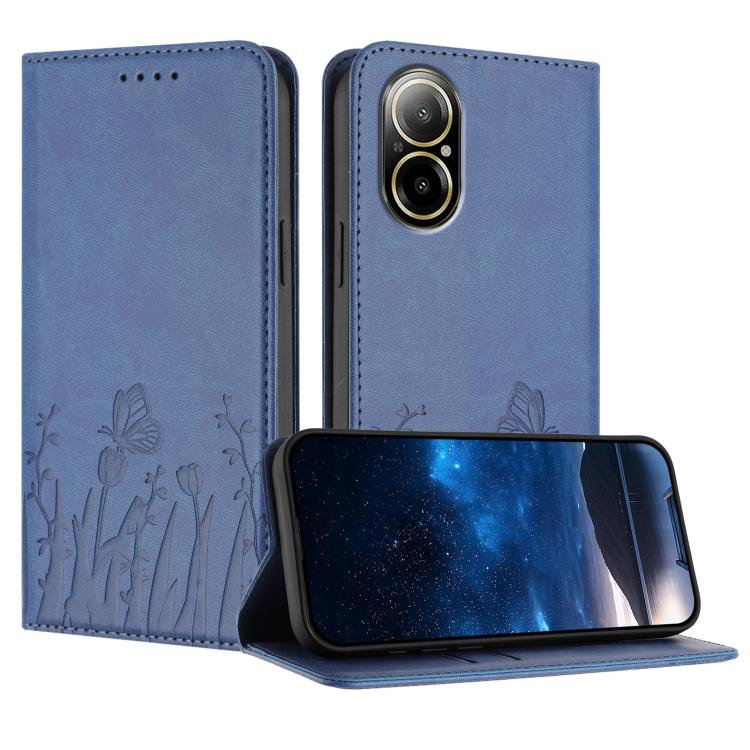 Tulips Butterfly Pattern Magnetic Vegan Leather Phone Case, For Realme 14x / C75 4G, For Realme 12 5G / 13 5G / 12x / Narzo 70x, For Realme 12 4G / 13 4G / 12+ / Narzo 70, For Realme 13 Pro / 13 Pro+, For Realme GT 6 / GT 6T                            ...