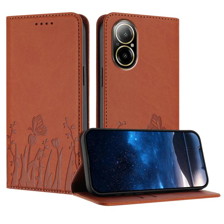 Tulips Butterfly Pattern Magnetic Vegan Leather Phone Case, For Realme 14x / C75 4G, For Realme 12 5G / 13 5G / 12x / Narzo 70x, For Realme 12 4G / 13 4G / 12+ / Narzo 70, For Realme 13 Pro / 13 Pro+, For Realme GT 6 / GT 6T                            ...