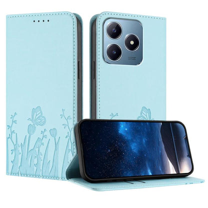 Tulips Butterfly Pattern Magnetic Vegan Leather Phone Case, For Realme C85 5G / Realme 15x India, For Realme C85 Pro 4G, For Realme P4 Pro 5G, For Realme P4 5G, For Realme 15T 5G, For Realme C63 4G / C61 / Note 60 / Note 60x                            ...