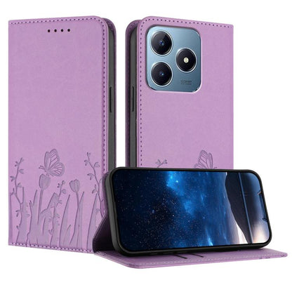 Tulips Butterfly Pattern Magnetic Vegan Leather Phone Case, For Realme C85 5G / Realme 15x India, For Realme C85 Pro 4G, For Realme P4 Pro 5G, For Realme P4 5G, For Realme 15T 5G, For Realme C63 4G / C61 / Note 60 / Note 60x                            ...