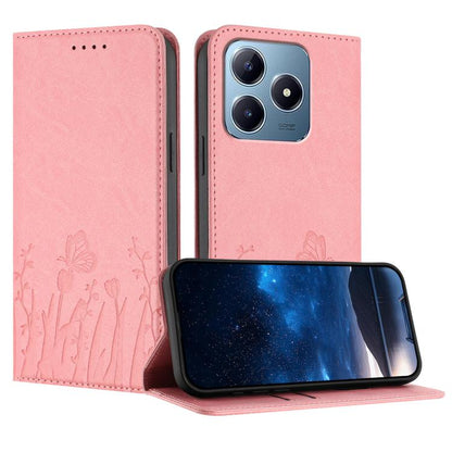 Tulips Butterfly Pattern Magnetic Vegan Leather Phone Case, For Realme C85 5G / Realme 15x India, For Realme C85 Pro 4G, For Realme P4 Pro 5G, For Realme P4 5G, For Realme 15T 5G, For Realme C63 4G / C61 / Note 60 / Note 60x                            ...