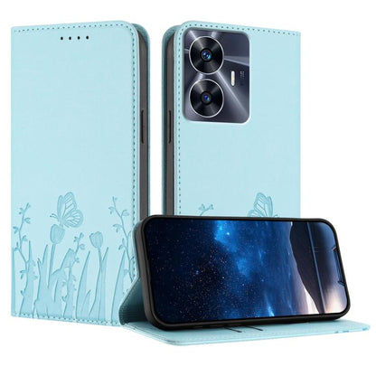Tulips Butterfly Pattern Magnetic Vegan Leather Phone Case, For Realme 11 Pro, For Realme C65 4G, For Realme C55 / Narzo N55, For Realme C33 2022 / C33 2023, For Realme 10 Pro, For Realme 10 Pro+, For Realme 10 4G, For Realme C30 / C30s / Narzo 50i Pri...