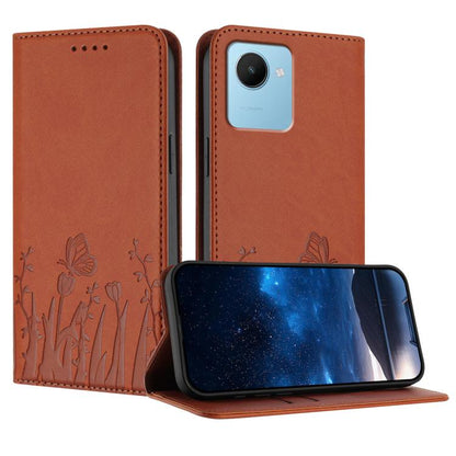 Tulips Butterfly Pattern Magnetic Vegan Leather Phone Case, For Realme 11 Pro, For Realme C65 4G, For Realme C55 / Narzo N55, For Realme C33 2022 / C33 2023, For Realme 10 Pro, For Realme 10 Pro+, For Realme 10 4G, For Realme C30 / C30s / Narzo 50i Pri...