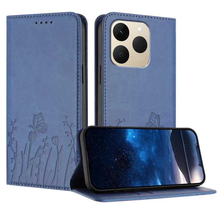 Tulips Butterfly Pattern Magnetic Vegan Leather Phone Case, For Realme C85 5G / Realme 15x India, For Realme C85 Pro 4G, For Realme P4 Pro 5G, For Realme P4 5G, For Realme 15T 5G, For Realme C63 4G / C61 / Note 60 / Note 60x                            ...