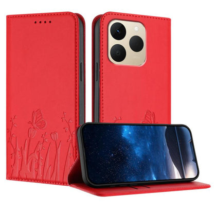 Tulips Butterfly Pattern Magnetic Vegan Leather Phone Case, For Realme C85 5G / Realme 15x India, For Realme C85 Pro 4G, For Realme P4 Pro 5G, For Realme P4 5G, For Realme 15T 5G, For Realme C63 4G / C61 / Note 60 / Note 60x                            ...