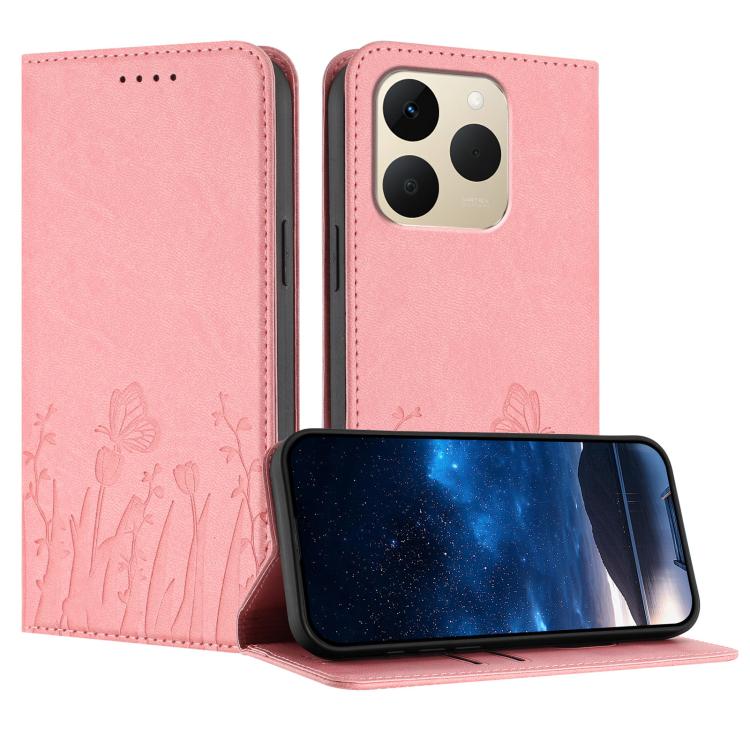 Tulips Butterfly Pattern Magnetic Vegan Leather Phone Case, For Realme C85 5G / Realme 15x India, For Realme C85 Pro 4G, For Realme P4 Pro 5G, For Realme P4 5G, For Realme 15T 5G, For Realme C63 4G / C61 / Note 60 / Note 60x                            ...
