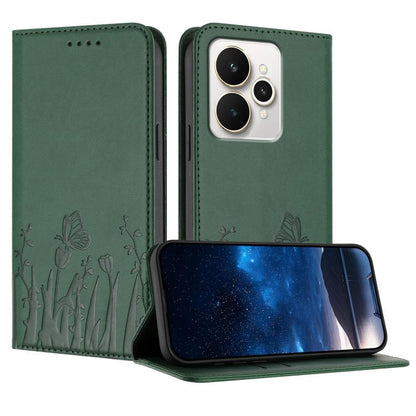 Tulips Butterfly Pattern Magnetic Vegan Leather Phone Case, For Realme C85 5G / Realme 15x India, For Realme C85 Pro 4G, For Realme P4 Pro 5G, For Realme P4 5G, For Realme 15T 5G, For Realme C63 4G / C61 / Note 60 / Note 60x                            ...
