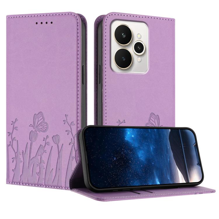 Tulips Butterfly Pattern Magnetic Vegan Leather Phone Case, For Realme C85 5G / Realme 15x India, For Realme C85 Pro 4G, For Realme P4 Pro 5G, For Realme P4 5G, For Realme 15T 5G, For Realme C63 4G / C61 / Note 60 / Note 60x                            ...