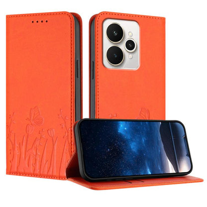Tulips Butterfly Pattern Magnetic Vegan Leather Phone Case, For Realme C85 5G / Realme 15x India, For Realme C85 Pro 4G, For Realme P4 Pro 5G, For Realme P4 5G, For Realme 15T 5G, For Realme C63 4G / C61 / Note 60 / Note 60x                            ...