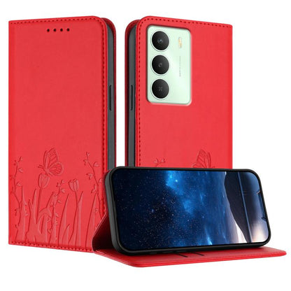Tulips Butterfly Pattern Magnetic Vegan Leather Phone Case, For Realme 14x / C75 4G, For Realme 12 5G / 13 5G / 12x / Narzo 70x, For Realme 12 4G / 13 4G / 12+ / Narzo 70, For Realme 13 Pro / 13 Pro+, For Realme GT 6 / GT 6T                            ...