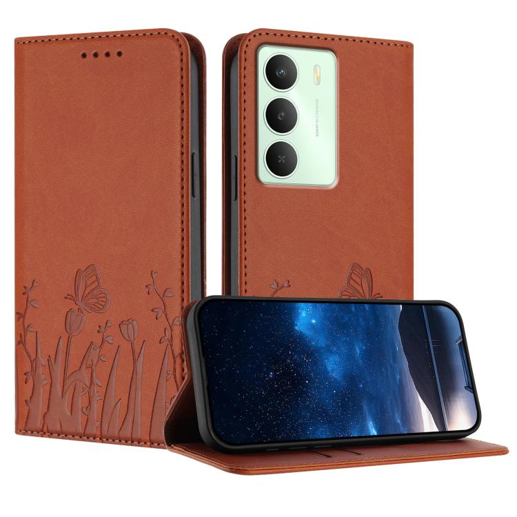 Tulips Butterfly Pattern Magnetic Vegan Leather Phone Case, For Realme 14x / C75 4G, For Realme 12 5G / 13 5G / 12x / Narzo 70x, For Realme 12 4G / 13 4G / 12+ / Narzo 70, For Realme 13 Pro / 13 Pro+, For Realme GT 6 / GT 6T                            ...
