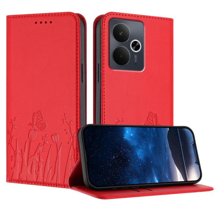 Tulips Butterfly Pattern Magnetic Vegan Leather Phone Case, For Realme C71 4G, For Realme GT 7 Global / India, For Realme 14T 5G, For Realme 14 / Realme P3 5G, For Realme P3 Ultra 5G, For Realme P3 Pro, For Realme 14 Pro+, For Realme 14 Pro            ...