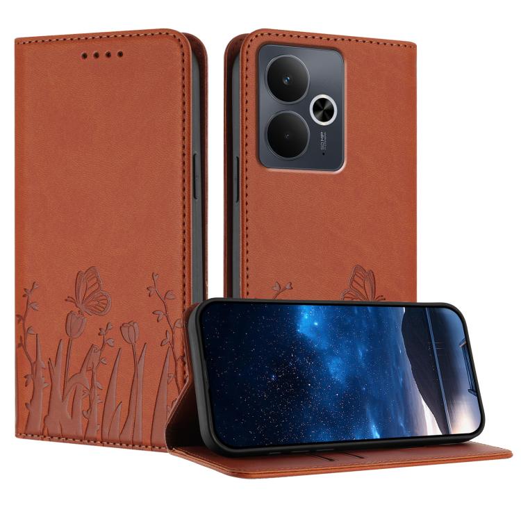 Tulips Butterfly Pattern Magnetic Vegan Leather Phone Case, For Realme C71 4G, For Realme GT 7 Global / India, For Realme 14T 5G, For Realme 14 / Realme P3 5G, For Realme P3 Ultra 5G, For Realme P3 Pro, For Realme 14 Pro+, For Realme 14 Pro            ...