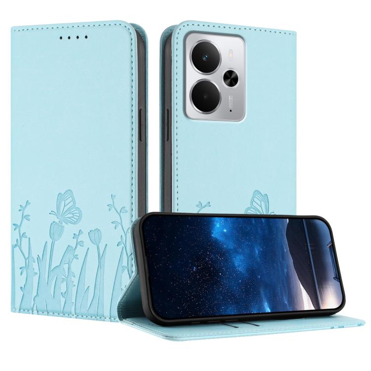 Tulips Butterfly Pattern Magnetic Vegan Leather Phone Case, For Realme C71 4G, For Realme GT 7 Global / India, For Realme 14T 5G, For Realme 14 / Realme P3 5G, For Realme P3 Ultra 5G, For Realme P3 Pro, For Realme 14 Pro+, For Realme 14 Pro            ...