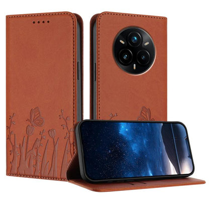 Tulips Butterfly Pattern Magnetic Vegan Leather Phone Case, For Realme C71 4G, For Realme GT 7 Global / India, For Realme 14T 5G, For Realme 14 / Realme P3 5G, For Realme P3 Ultra 5G, For Realme P3 Pro, For Realme 14 Pro+, For Realme 14 Pro            ...