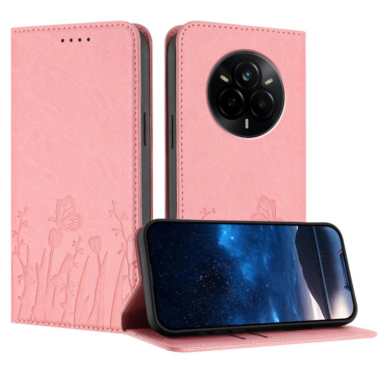 Tulips Butterfly Pattern Magnetic Vegan Leather Phone Case, For Realme C71 4G, For Realme GT 7 Global / India, For Realme 14T 5G, For Realme 14 / Realme P3 5G, For Realme P3 Ultra 5G, For Realme P3 Pro, For Realme 14 Pro+, For Realme 14 Pro            ...