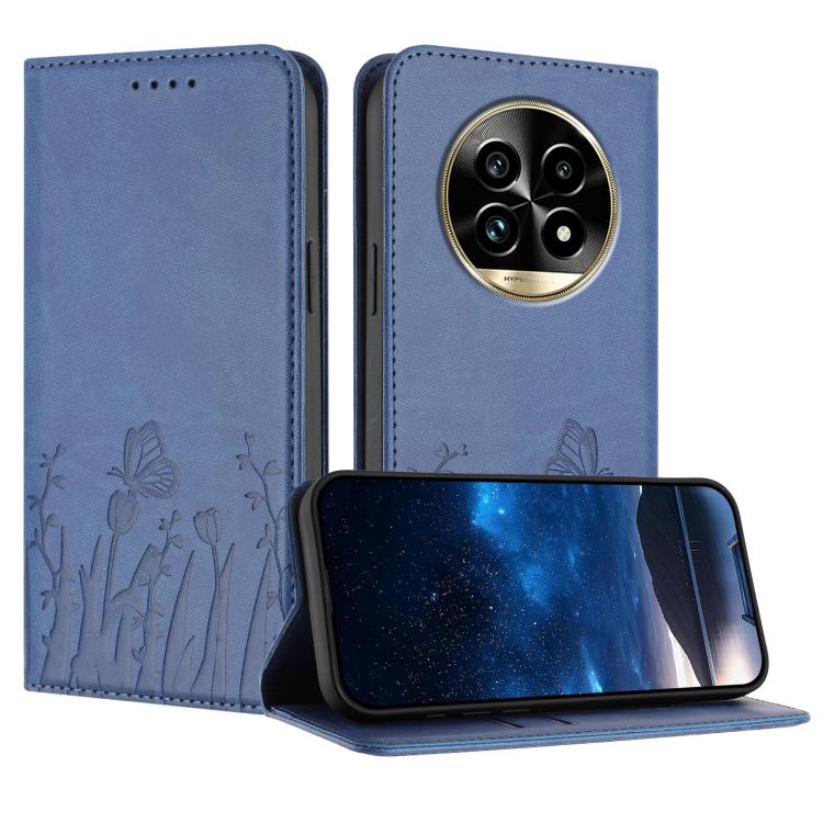 Tulips Butterfly Pattern Magnetic Vegan Leather Phone Case, For Realme 14x / C75 4G, For Realme 12 5G / 13 5G / 12x / Narzo 70x, For Realme 12 4G / 13 4G / 12+ / Narzo 70, For Realme 13 Pro / 13 Pro+, For Realme GT 6 / GT 6T                            ...