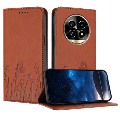 Tulips Butterfly Pattern Magnetic Vegan Leather Phone Case, For Realme 14x / C75 4G, For Realme 12 5G / 13 5G / 12x / Narzo 70x, For Realme 12 4G / 13 4G / 12+ / Narzo 70, For Realme 13 Pro / 13 Pro+, For Realme GT 6 / GT 6T                            ...