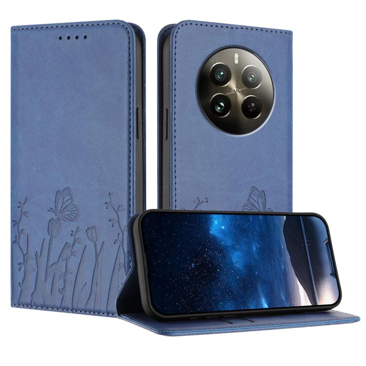 Tulips Butterfly Pattern Magnetic Vegan Leather Phone Case, For Realme 14x / C75 4G, For Realme 12 5G / 13 5G / 12x / Narzo 70x, For Realme 12 4G / 13 4G / 12+ / Narzo 70, For Realme 13 Pro / 13 Pro+, For Realme GT 6 / GT 6T                            ...