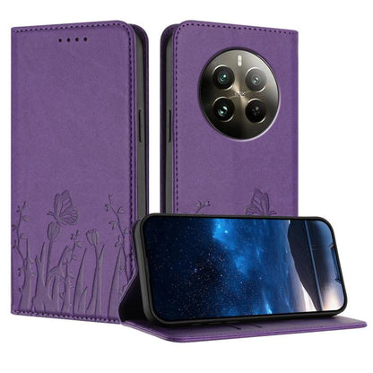 Tulips Butterfly Pattern Magnetic Vegan Leather Phone Case, For Realme 14x / C75 4G, For Realme 12 5G / 13 5G / 12x / Narzo 70x, For Realme 12 4G / 13 4G / 12+ / Narzo 70, For Realme 13 Pro / 13 Pro+, For Realme GT 6 / GT 6T                            ...