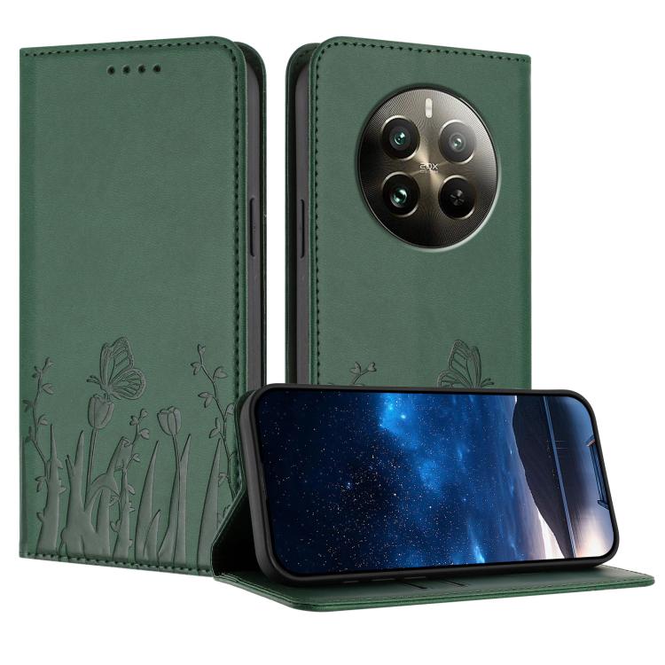 Tulips Butterfly Pattern Magnetic Vegan Leather Phone Case, For Realme 14x / C75 4G, For Realme 12 5G / 13 5G / 12x / Narzo 70x, For Realme 12 4G / 13 4G / 12+ / Narzo 70, For Realme 13 Pro / 13 Pro+, For Realme GT 6 / GT 6T                            ...