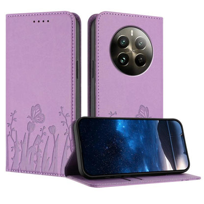 Tulips Butterfly Pattern Magnetic Vegan Leather Phone Case, For Realme 14x / C75 4G, For Realme 12 5G / 13 5G / 12x / Narzo 70x, For Realme 12 4G / 13 4G / 12+ / Narzo 70, For Realme 13 Pro / 13 Pro+, For Realme GT 6 / GT 6T                            ...