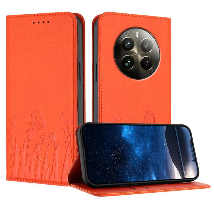 Tulips Butterfly Pattern Magnetic Vegan Leather Phone Case, For Realme 14x / C75 4G, For Realme 12 5G / 13 5G / 12x / Narzo 70x, For Realme 12 4G / 13 4G / 12+ / Narzo 70, For Realme 13 Pro / 13 Pro+, For Realme GT 6 / GT 6T                            ...