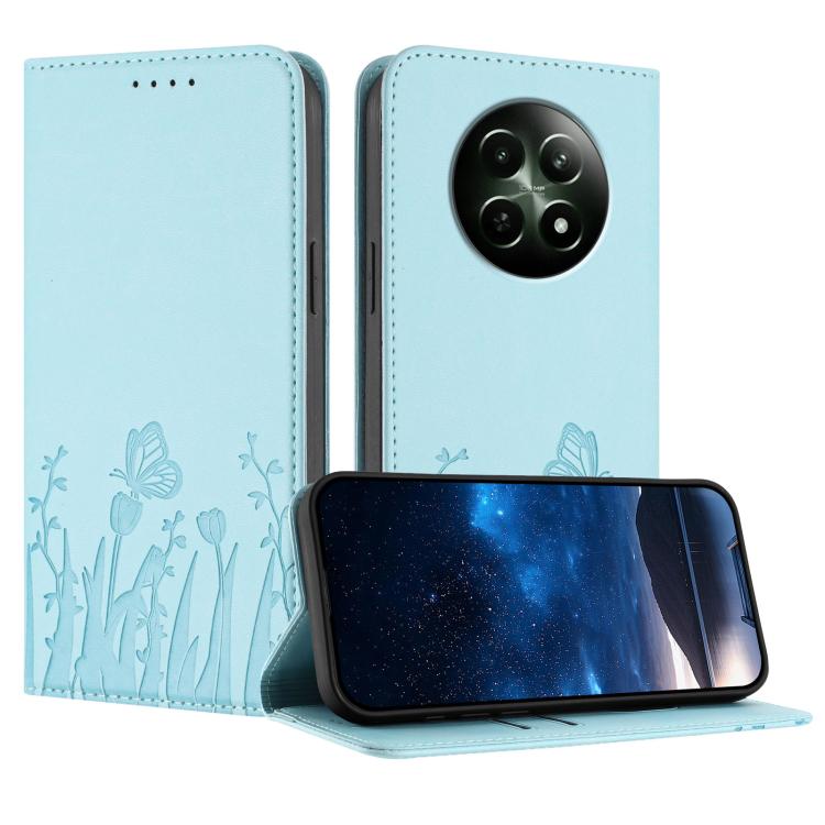 Tulips Butterfly Pattern Magnetic Vegan Leather Phone Case, For Realme 14x / C75 4G, For Realme 12 5G / 13 5G / 12x / Narzo 70x, For Realme 12 4G / 13 4G / 12+ / Narzo 70, For Realme 13 Pro / 13 Pro+, For Realme GT 6 / GT 6T                            ...